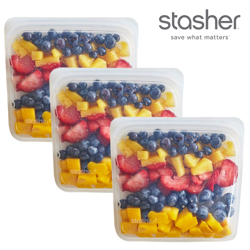 STASHER 3PC SANDWICH REUSABLE SNACK BAG COOK FREEZE STORE 3-IN-1 | CLEAR 828ML