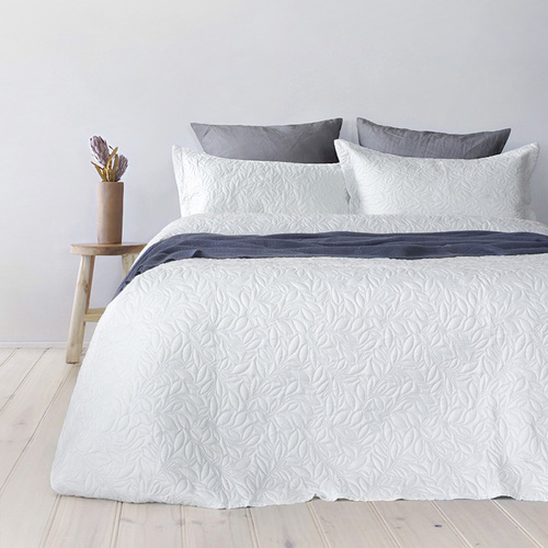 Bambury Single / Double Botanica Embossed Coverlet Set | White
