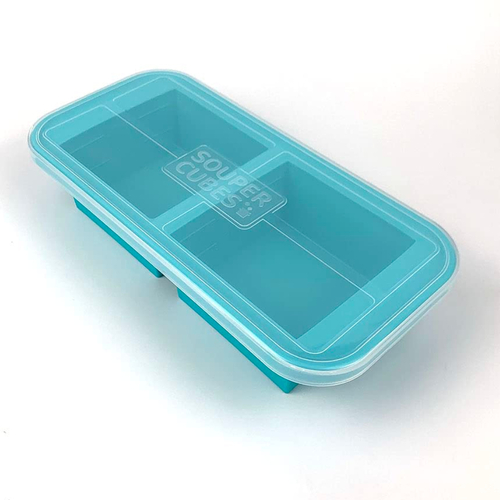 NEW SOUPER CUBES 2 CUP FREEZING TRAY W/ LID | AQUA 