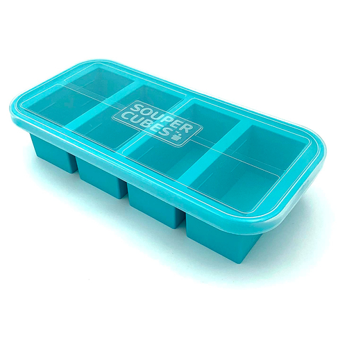 SOUPER CUBES 1 CUP FREEZING TRAY W/ LID | AQUA