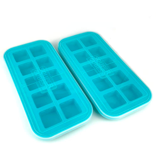 NEW SOUPER CUBES 2 TABLESPOON FREEZING TRAY W/ LID | AQUA 2 PACK