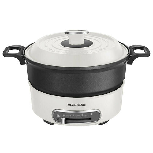 NEW MORPHY RICHARDS 1.8L MULTI FUNCTION ROUND COOKING POT | WHITE