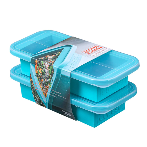 Souper Cubes 2 Cup Freezing Tray W/ Lid | Aqua 2 Pack