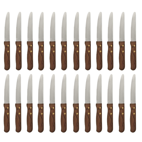 Athena Jumbo Steak 22.3cm Knife Set x 24 Knives Wood Handle