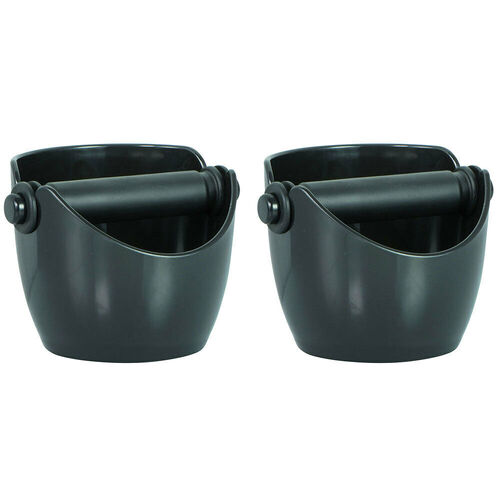 2 x Avanti Coffee Knock Box Espresso Grinds Waste Tamper Bin - Black