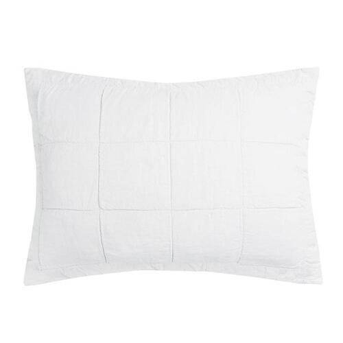 Bambury Linen Quilted Pillow Sham 48cm x 73cm | Ivory