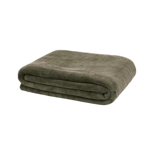 Bambury Microplush Throw Rug 130 x 170cm | Olive