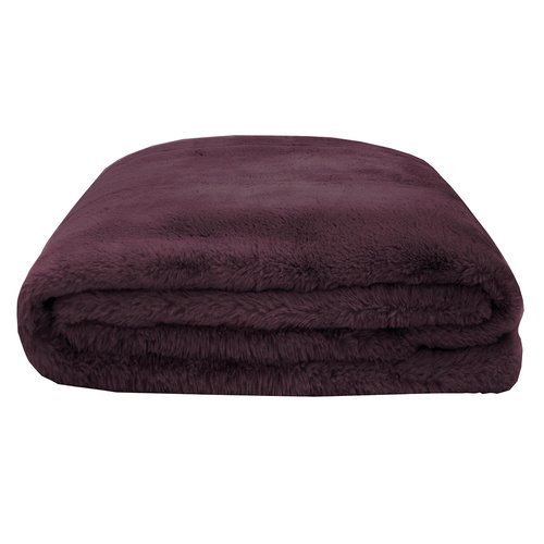 Bambury Frida Faux Fur Throw 150 x 200cm Plum