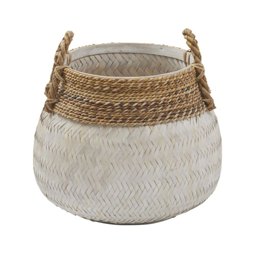 Amalfi Bambu Woven Basket White Wash & Natural 47x47cm