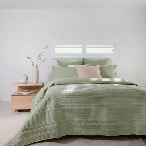 Bambury Flinders Embossed Coverlet Set Sage | Single / Double