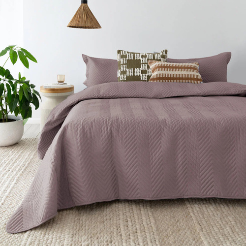 Bambury Herringbone Embossed Coverlet Set Single Double
