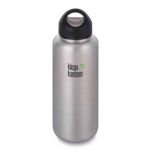 Klean Kanteen 40oz / 1182ml Wide Mouth Bottle W/ Loop Cap | Brushed Stainless