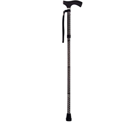 NEW LUXURY ENGRAVED BLACK WALKING STICK - FOLDING AND ADJUSTABLE