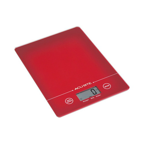 NEW ACURITE ACU-RITE SLIM LINE LCD DIGITAL KITCHEN POST SCALE 1G/5KG - RED 4014R