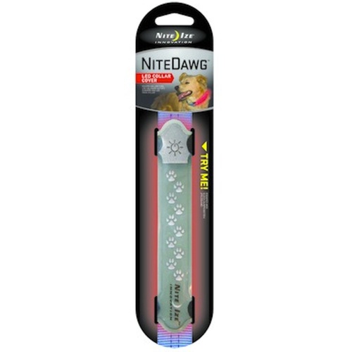NITE IZE NITE DAWG LED PET COLLAR COVER FLASHING GLOW NIGHT - GREY COLOUR