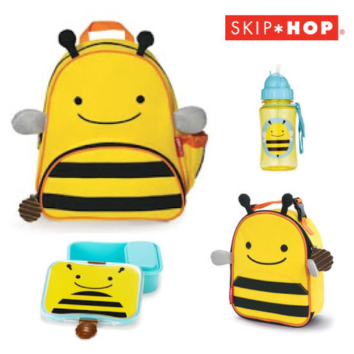 BEE SKIP HOP ZOO BACKPACK BAG + INSULATED LUNCHIE + LUNCH BOX + DRINK BOTTLE SET