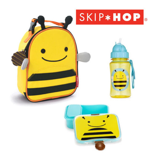 BEE SKIP HOP ZOO INSULATED LUNCHIE + LUNCH BOX + STRAW DRINK BOTTLE SET 