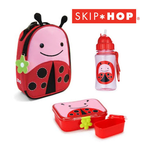LADYBUG SKIP HOP ZOO INSULATED LUNCHIE + LUNCH BOX + STRAW DRINK BOTTLE SET