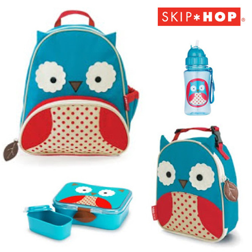 OWL SKIP HOP ZOO BACKPACK BAG + INSULATED LUNCHIE + LUNCH BOX + DRINK BOTTLE SET