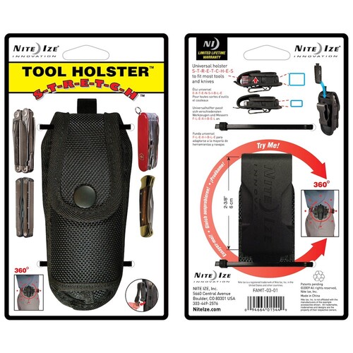 NITE IZE TOOL HOLSTER STRETCH MULTI-TOOL KNIFE EXPANDABLE HOLDER BELT CLIP BLACK
