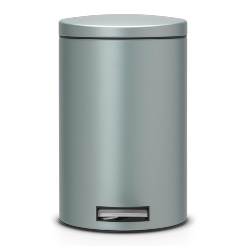 BRABANTIA PEDAL BIN 12 LITRE W/ PLASTIC BUCKET SOFT CLOSING - METALLIC MINT  06371