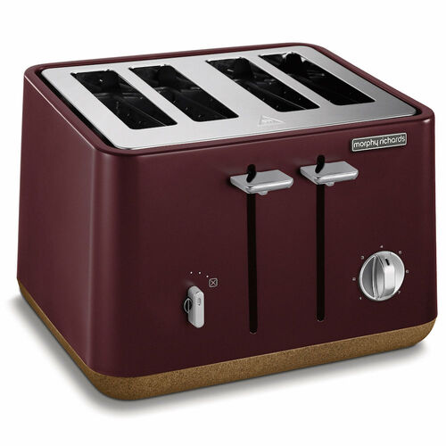 NEW MORPHY RICHARDS ASPECT 4 SLICE TOASTER W/ CORK TRIM | MAROON 240017