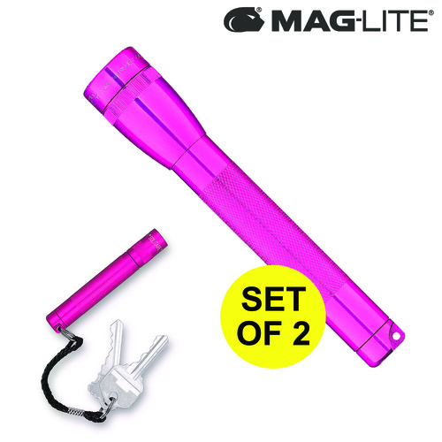 2AA MAGLITE FLASHLIGHT HOT PINK & SOLITAIRE USA
