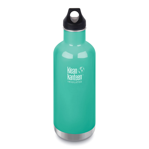 NEW KLEAN KANTEEN INSULATED CLASSIC 32oz 946ml SEA CREST AQUA WATER BOTTLE BPA FREE