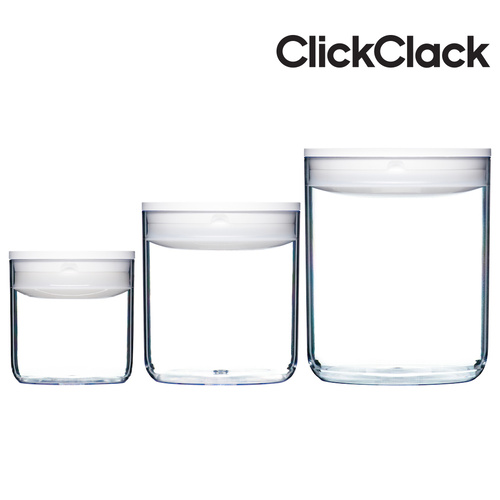NEW CLICKCLACK 3PC AIR TIGHT PANTRY SMALL ROUND SET 3 PIECE