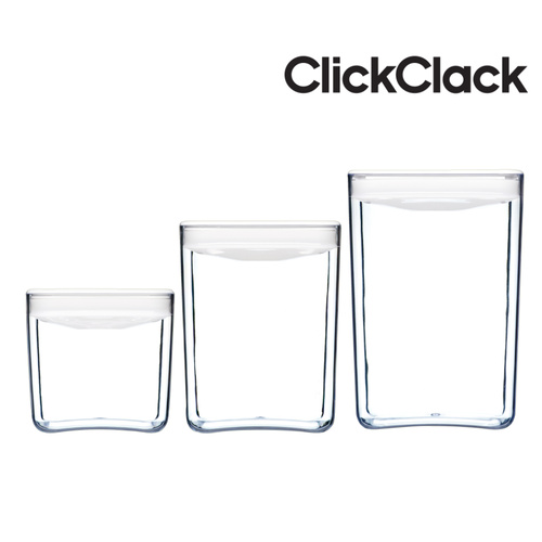 NEW CLICKCLACK 3pc AIR TIGHT PANTRY LARGE CUBE BOX SET 3 PIECE
