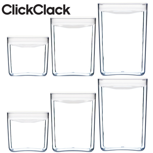 NEW CLICKCLACK 6pc AIR TIGHT PANTRY LARGE CUBE BOX SET 6 PIECE