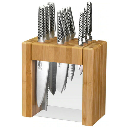 Global Ikasu X 10 Piece Knife Bamboo Block Set 10pc Knives | Made in Japan