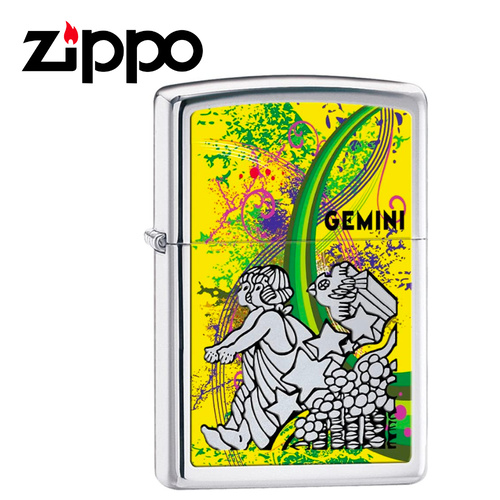 NEW ZIPPO HIGH POLISH CHROME ZODIAC LIGHTER - GEMINI