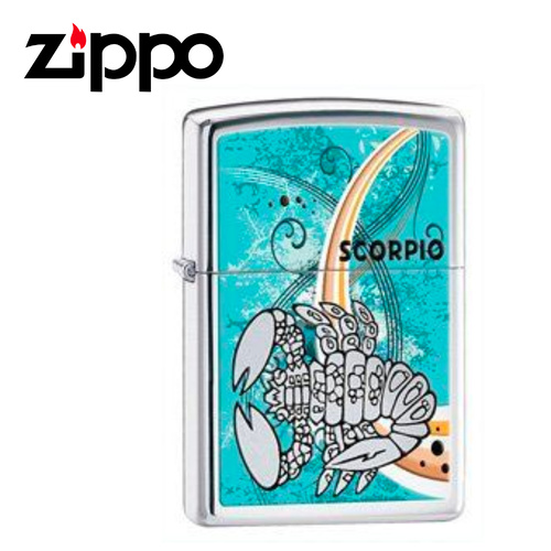 NEW ZIPPO HIGH POLISH CHROME ZODIAC LIGHTER - SCORPIO