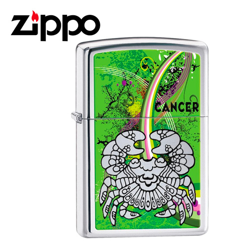 NEW ZIPPO HIGH POLISH CHROME ZODIAC LIGHTER - CANCER