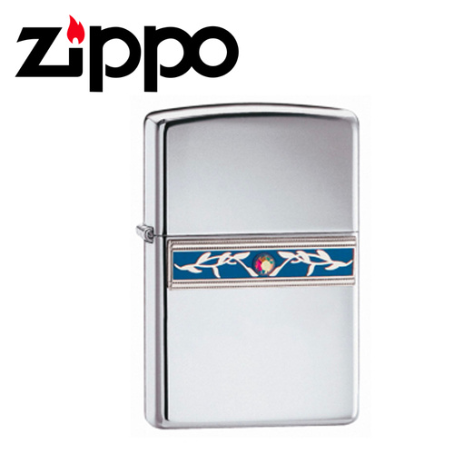 NEW ZIPPO HIGH POLISH CHROME INDIGO IVY LIGHTER