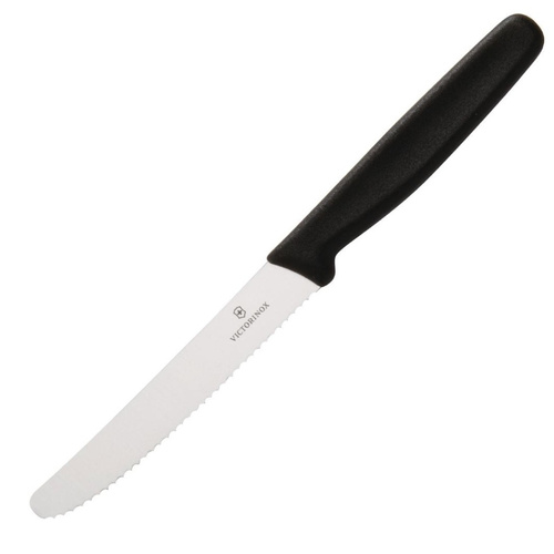 Victorinox Steak & Tomato Knife Wavy Edge Straight Black Handle 11cm Black 5.0833