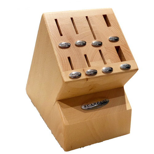 NEW SCANPAN 8 SLOT BEECHWOOD KNIFE BLOCK - EMPTY (NO KNIVES)