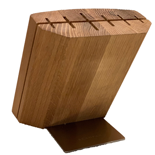 NEW SCANPAN 6 SLOT OAK KNIFE BLOCK - EMPTY (NO KNIVES)