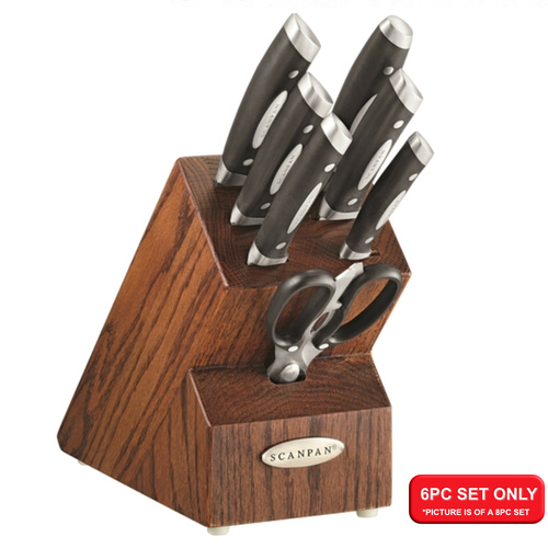 18061 SCANPAN DARK OAK 6PC KNIFE BLOCK SET 6 PIECE SAVE