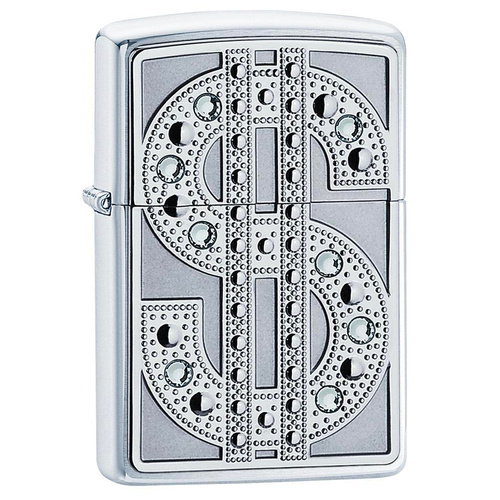 NEW ZIPPO HIGH POLISH CHROME BLING EMBLEM LIGHTER