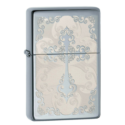 NEW ZIPPO HIGH POLISH CHROME VINTAGE CROSS LIGHTER