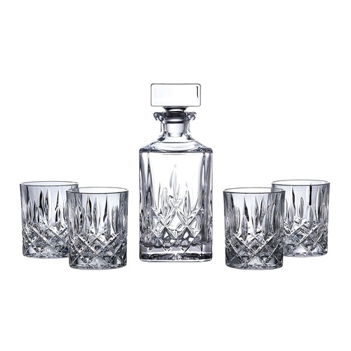 Royal Doulton Square Spirit Crystalline Decanter Set - Decanter & 4 Tumblers