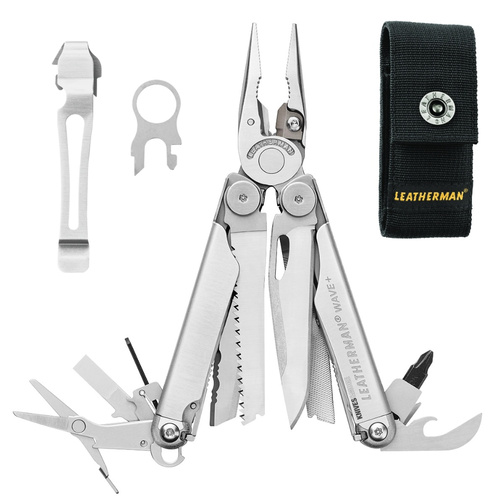 Leatherman Wave + Plus Stainless Steel Multi-Tool + Nylon Sheath + Pocket Clip