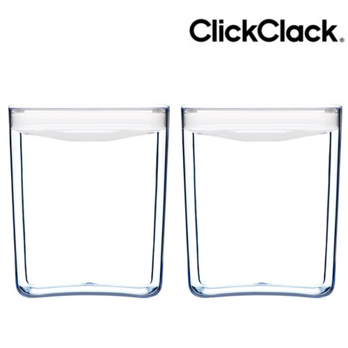 2 x CLICKCLACK 2800ml AIR TIGHT PANTRY CUBE CONTAINER W/ LID WHITE 2.8L