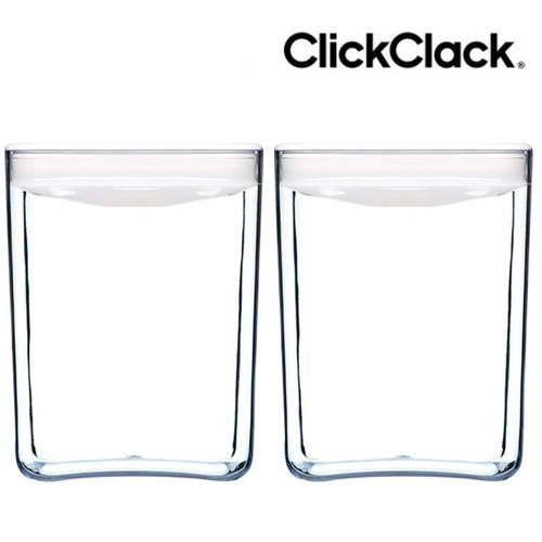 2 x CLICKCLACK 3300ml AIR TIGHT PANTRY CUBE CONTAINER W/ LID WHITE 3.3L