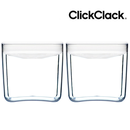 2 x CLICKCLACK 1900ml AIR TIGHT PANTRY CUBE CONTAINER W/ LID WHITE 1.9L