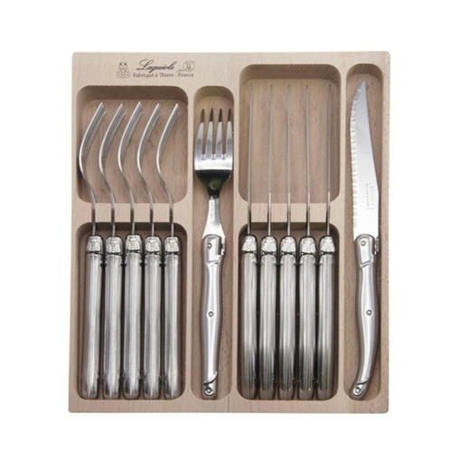 NEW LAGUIOLE BY ANDRE VERDIER DEBUTANT CUTLERY SET MIRROR 12PC | STAINLESS STEEL