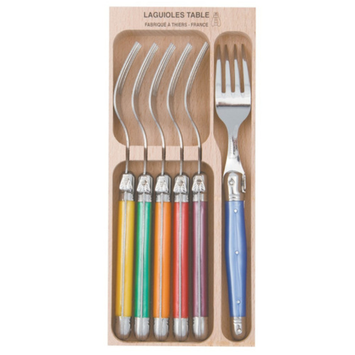 NEW LAGUIOLE BY ANDRE VERDIER DEBUTANT TABLE FORK 6PC | MULTI COLOUR