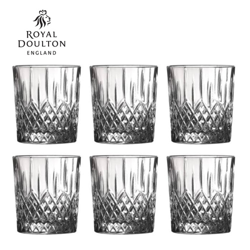 NEW ROYAL DOULTON EARLSWOOD CRYSTALLINE WHISKEY TUMBLER 275ML SET OF 6